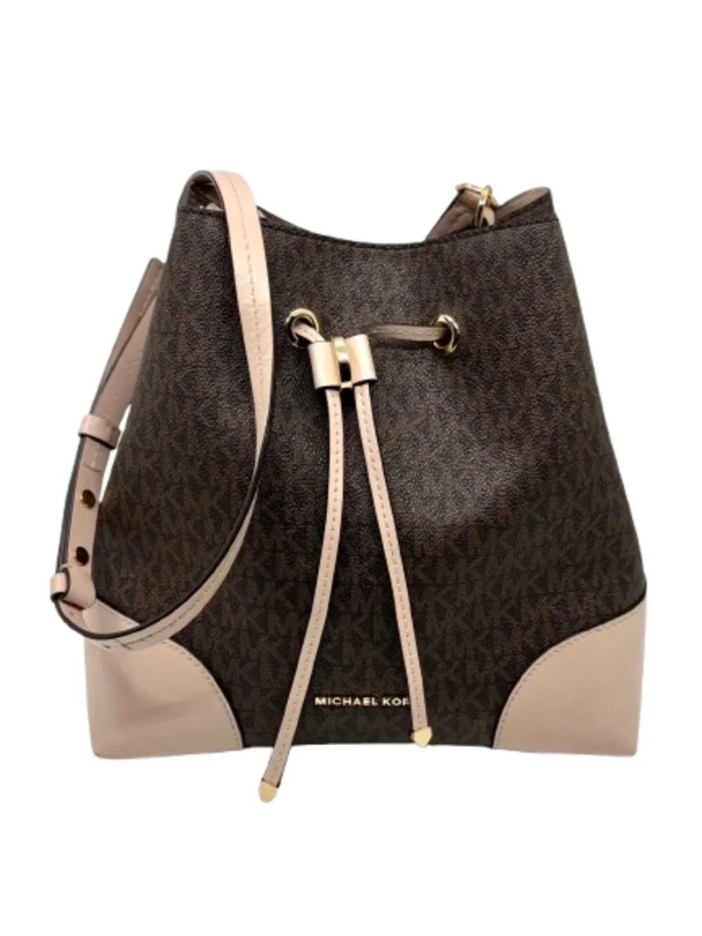 MICHAEL KORS~Mercer Gallery Med Convertible Bucket Shoulder Brown/Beige NEAR NEW